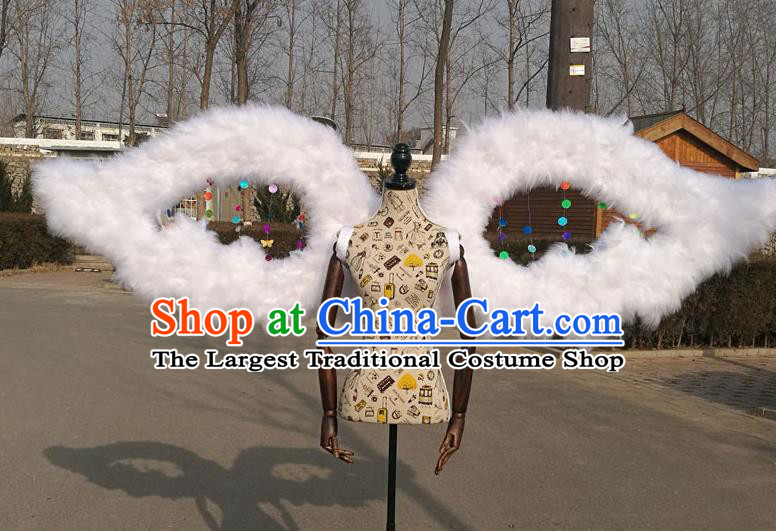 Professional Halloween Stage Show White Feather Wings Brazilian Carnival Catwalks Prop for Women