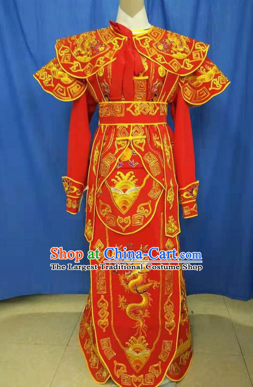 Chinese Traditional Peking Opera Takefu Red Kao Costume Handmade Ancient Swordsman Clothing for Men