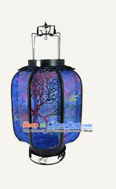 Chinese Traditional Handmade Iron Royalblue Palace Lantern New Year Ceiling Lamp