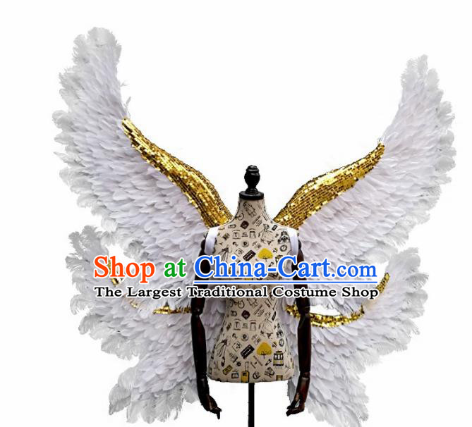 Professional Halloween Stage Show White Feather Butterfly Angel Wings Brazilian Carnival Catwalks Prop for Women