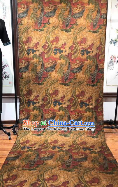 Asian Chinese Traditional Phoenix Pattern Design Purplish Red Gambiered Guangdong Gauze Fabric Silk Material