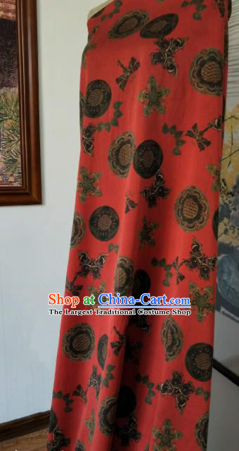 Asian Chinese Traditional Pattern Design Red Gambiered Guangdong Gauze Fabric Silk Material