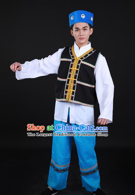 Chinese Traditional Bonan Nationality Festival Outfits Ethnic Minority Folk Dance Stage Show Costume for Men