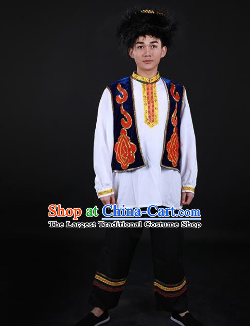 Chinese Traditional Tajik Nationality Festival Outfits Ethnic Minority Folk Dance Stage Show Costume for Men