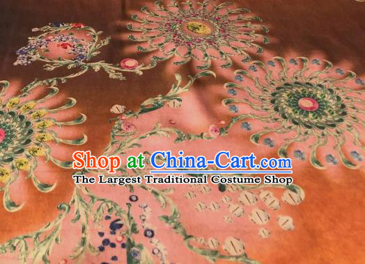 Asian Chinese Traditional Pattern Design Orange Gambiered Guangdong Gauze Fabric Silk Material