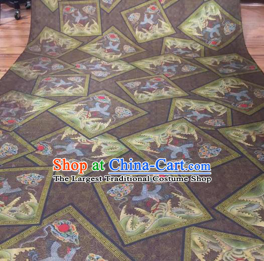 Asian Chinese Traditional Cranes Pattern Design Brown Gambiered Guangdong Gauze Fabric Silk Material