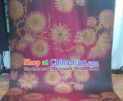 Asian Chinese Traditional Wheels Pattern Design Purple Gambiered Guangdong Gauze Fabric Silk Material