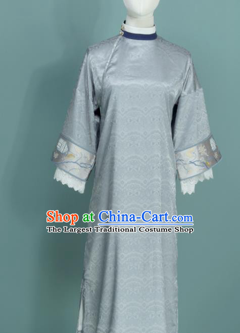 Chinese Traditional Light Blue Cheongsam Costume Republic of China Mandarin Qipao Dress for Women