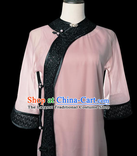 Chinese Traditional Deep Pink Cheongsam Costume Republic of China Mandarin Qipao Dress for Women