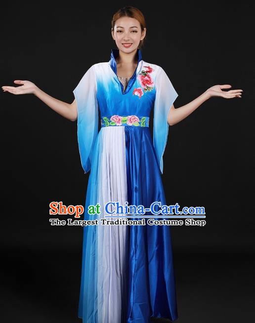 Chinese Spring Festival Gala Opening Dance Blue Dress Traditional Chorus Classical Dance Costume for Women