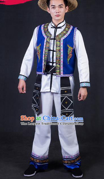 Chinese Traditional Jing Nationality Festival Compere Outfits Ethnic Minority Folk Dance Stage Show Costume for Men