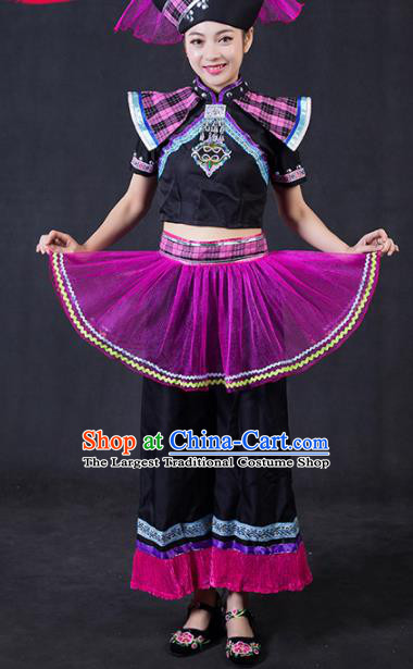 Chinese Traditional Zhuang Nationality Stage Show Outfits Ethnic Minority Folk Dance Costume for Women