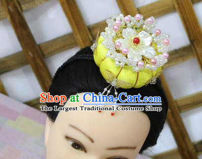 Korean Traditional Court Bride Shell Flower Yellow Hairband Asian Korea Fashion Wedding Hair Accessories for Women