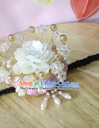 Korean Traditional Court Bride Shell Peony Pink Hairband Asian Korea Fashion Wedding Hair Accessories for Women