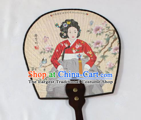 Korean Traditional Wedding Bride Printing Beauty Palace Fan Asian Korea Paper Fans for Women