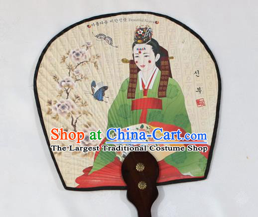 Korean Traditional Wedding Printing Bride Palace Fan Asian Korea Paper Fans for Women