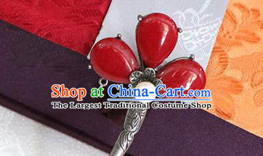 Korean Traditional Wedding Bride Red Hairpins Asian Korea Hanbok Hair Accessories for Women