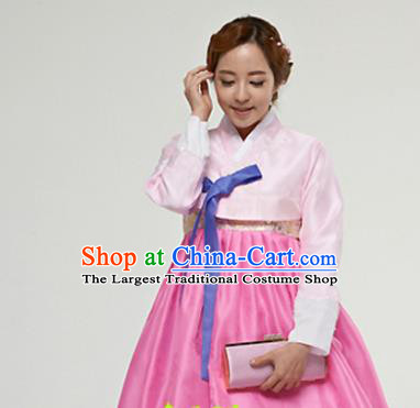 Korean Traditional Bride Mother Hanbok Pink Blouse and Dress Garment Asian Korea Fashion Costume for Women