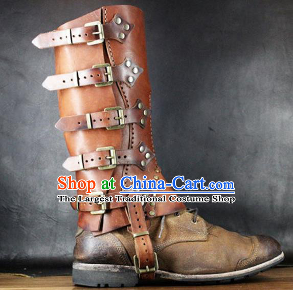 Western Middle Ages Leather Boots European Traditional Knight Shoes for Men