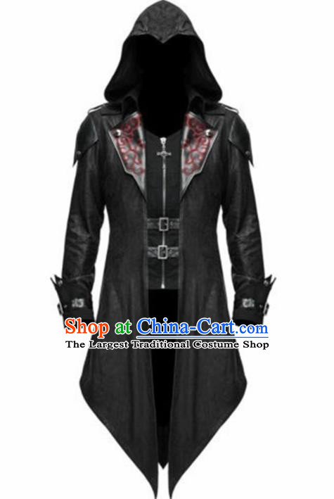 Western Halloween Middle Ages Drama General Black Coat European Traditional Knight Costume for Men