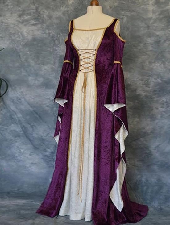 Western Halloween Cosplay Queen Purple Dress European Traditional Middle Ages Court Costume for Women