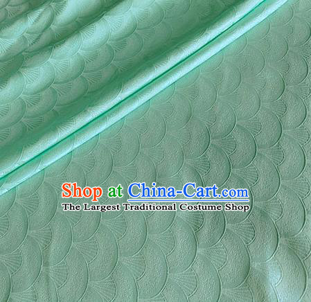 Asian Chinese Classical Scale Pattern Design Light Green Brocade Jacquard Fabric Traditional Cheongsam Silk Material