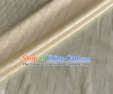 Asian Chinese Classical Scale Pattern Design Beige Brocade Jacquard Fabric Traditional Cheongsam Silk Material