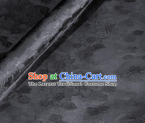 Asian Chinese Classical Flowers Pattern Design Black Brocade Jacquard Fabric Traditional Cheongsam Silk Material