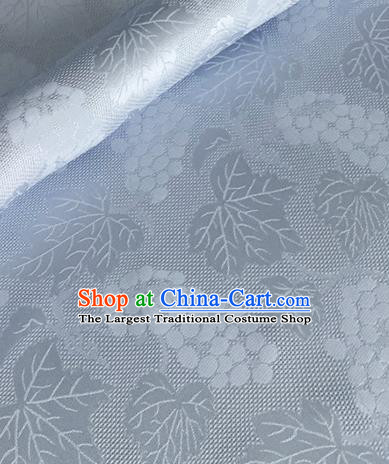 Asian Chinese Classical Maple Leaf Grape Pattern Design Light Blue Brocade Jacquard Fabric Traditional Cheongsam Silk Material