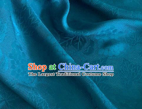 Asian Chinese Classical Maple Leaf Grape Pattern Design Deep Blue Brocade Jacquard Fabric Traditional Cheongsam Silk Material