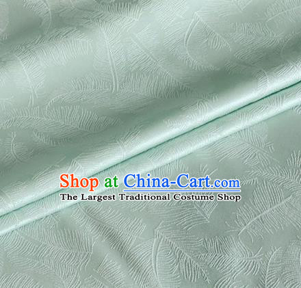 Asian Chinese Classical Feather Pattern Design Pea Green Brocade Jacquard Fabric Traditional Cheongsam Silk Material