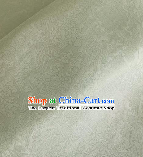 Asian Chinese Classical Phoenix Peony Pattern Design Light Green Organza Jacquard Fabric Traditional Cheongsam Silk Material
