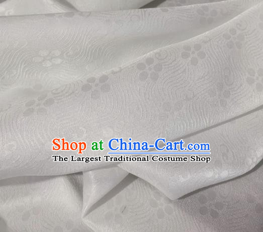 Asian Chinese Classical Plum Pattern Design White Jacquard Fabric Traditional Silk Material