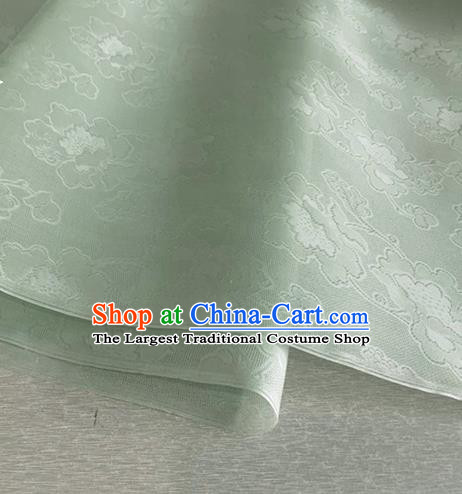 Asian Chinese Classical Peony Pattern Design Light Green Jacquard Fabric Traditional Cheongsam Silk Material