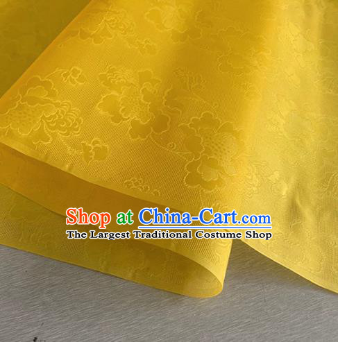 Asian Chinese Classical Peony Pattern Design Yellow Jacquard Fabric Traditional Cheongsam Silk Material