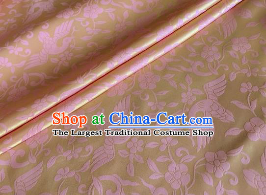 Asian Chinese Classical Birds Pattern Design Golden Brocade Jacquard Fabric Traditional Cheongsam Silk Material