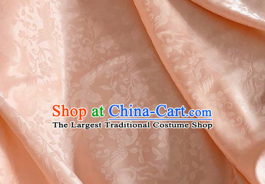 Asian Chinese Classical Birds Pattern Design Pink Brocade Jacquard Fabric Traditional Cheongsam Silk Material