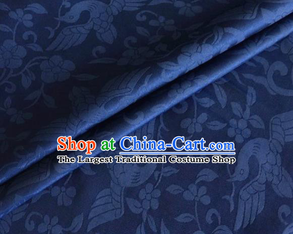 Asian Chinese Classical Birds Pattern Design Royalblue Brocade Jacquard Fabric Traditional Cheongsam Silk Material