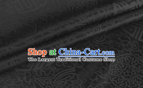 Asian Chinese Classical Longevity Pattern Design Black Brocade Jacquard Fabric Traditional Cheongsam Silk Material