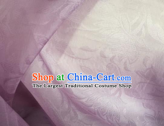 Asian Chinese Classical Lotus Pattern Design Lilac Brocade Jacquard Fabric Traditional Cheongsam Silk Material