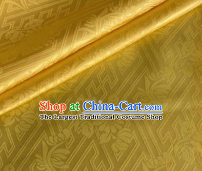 Asian Chinese Classical Daisy Pattern Design Golden Brocade Jacquard Fabric Traditional Cheongsam Silk Material