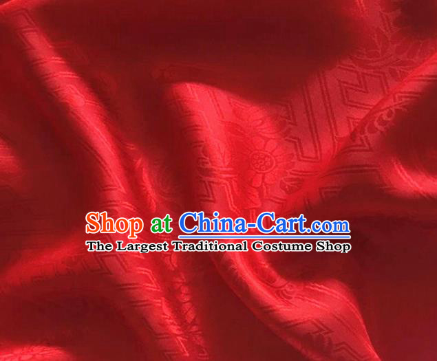 Asian Chinese Classical Daisy Pattern Design Red Brocade Jacquard Fabric Traditional Cheongsam Silk Material