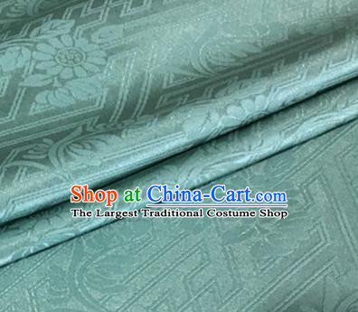 Asian Chinese Classical Daisy Pattern Design Light Green Brocade Jacquard Fabric Traditional Cheongsam Silk Material