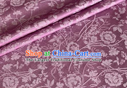 Asian Chinese Classical Jacquard Peony Pattern Design Purple Brocade Fabric Traditional Cheongsam Silk Material