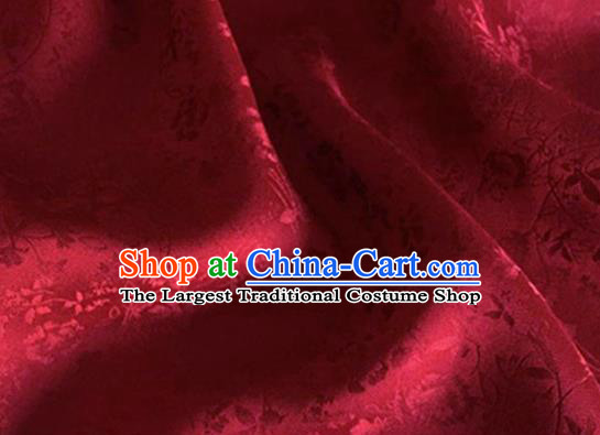 Asian Chinese Classical Jacquard Peony Pattern Design Wine Red Brocade Fabric Traditional Cheongsam Silk Material