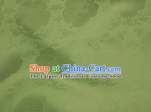 Asian Chinese Classical Plum Blossom Pattern Design Light Green Silk Fabric Traditional Cheongsam Material