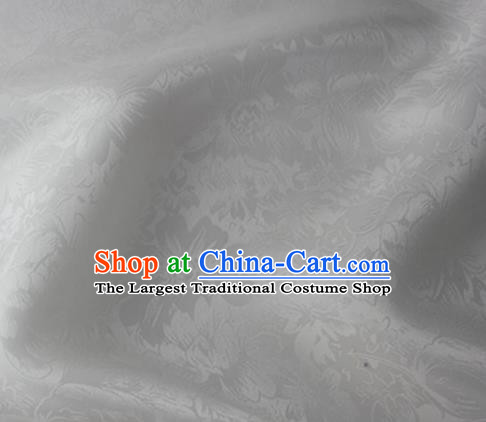 Asian Chinese Classical Rose Pattern Design White Silk Fabric Traditional Cheongsam Material