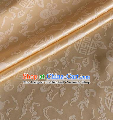 Asian Chinese Classical Ribbon Calabash Pattern Design Champagne Silk Fabric Traditional Cheongsam Material