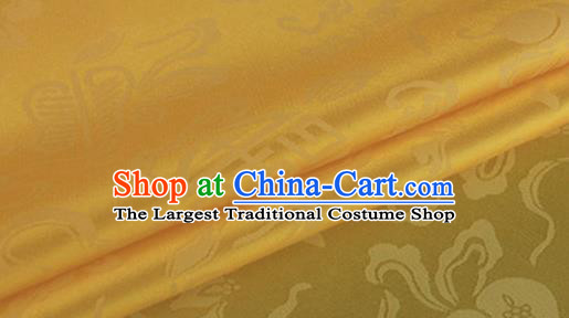 Asian Chinese Classical Ribbon Calabash Pattern Design Yellow Silk Fabric Traditional Cheongsam Material