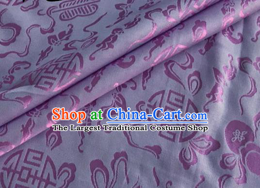 Asian Chinese Classical Ribbon Calabash Pattern Design Lilac Silk Fabric Traditional Cheongsam Material